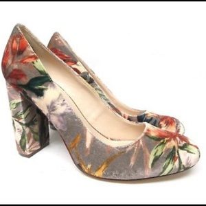 Nine West velvet floral pumps